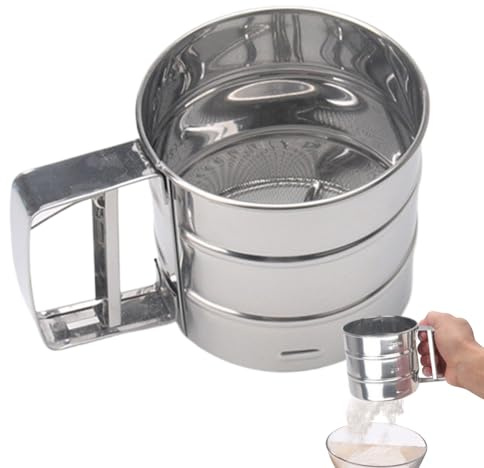 Agitador De Polvo - Acero Inoxidable, Tamiz Manual, Tamiz Semiautomático Para Cocción De Malla Fina Para Harina, Tamiz De Harina Para Espolvorear | Tamices Portátiles De Harina