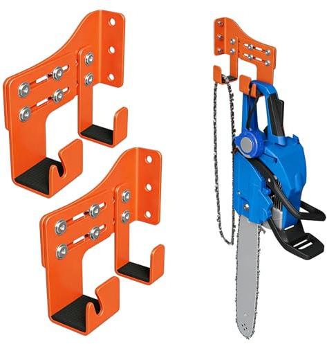 2 soportes para motosierras de cadena, soporte de pared para motosierras pesadas, ganchos ajustables con doble gancho de 150 kg, revestimiento antioxidante, accesorios para herramientas de garaje