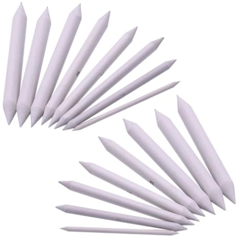 LIFKICH Kit de Tocones y Tortillones de Papel Blanco para Dibujo Profesional 18 Piezas y 8 Tamaños Diferentes, Adecuado para Difuminar Lápices y Pasteles