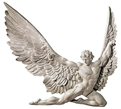 Design Toscano NG33636 Icarus Winged Man Wall Sculpture, Polyresin, Ancient Ivory, Living Room, 28 cm