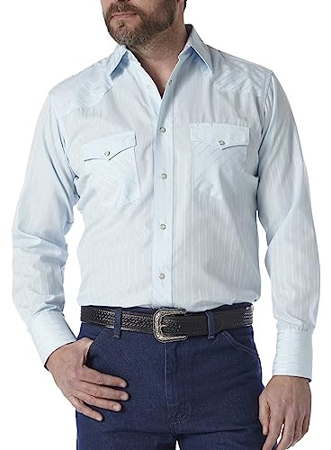 Wrangler herrlogotyp långärmad västerländsk knäpp rutig skjorta, BLÅ, M