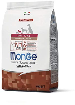 Monge Natural Superpremium Adult MINI Lamb and Rice, Hundefutter für alle Rassen (Trockenfutter für Hunde unter 10 kg, mit Lamm & Reis, sehr Ballaststoff- & Vitaminreich, 0,8 kg)