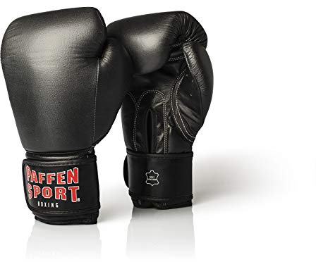 Paffen Sport KIBO Fight Echtleder-Box- und Kampfsporthandschuhe für das Sparring; schwarz; 10UZ
