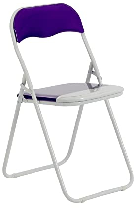 Harbour Housewares Padded Folding Chair - Purple - Pack of 1 - Easy Store Metal Frame Foldable Desk Chair for Office, Dining, Kitchen