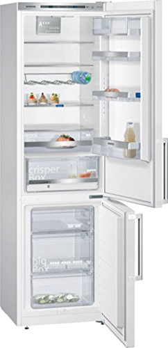 Siemens Réfrigérateur-congélateur KG39EAW43 iQ500 - A+++ - Hauteur : 201 cm - 156 kWh/an - Capacité du réfrigérateur : 250 l - Capacité du congélateur : 89 l - Réfrigérateur très efficace.