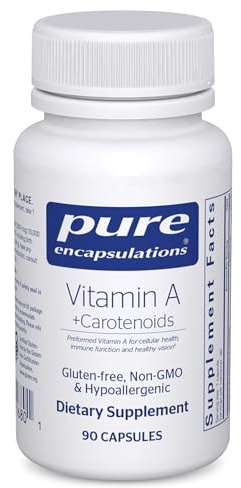 Pure Encapsulations Vitamin A + Carotenoids (Lutein, Zeaxanthin, and Astaxanthin) | Hypoallergenic Dietary Supplement | 90 Capsules