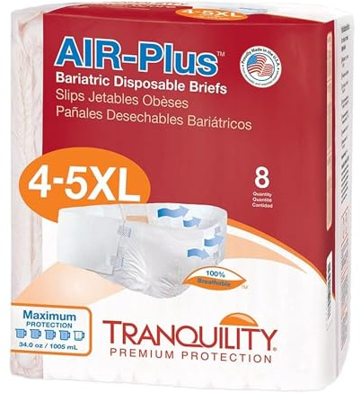 Tranquility air plus breathable briefs, 3xl bariatric, pack/8