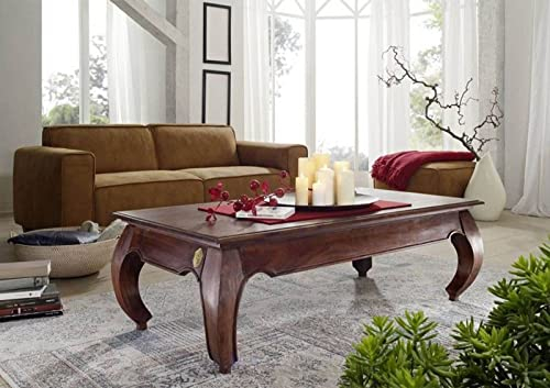 MASSIVMOEBEL24.DE Akazie Möbel Massivholz Couchtisch 135x70 Nougat Holz Massivmöbel Opium #616