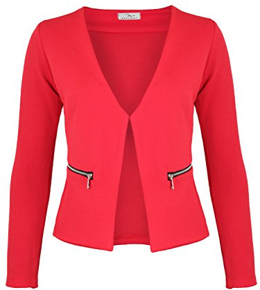 Blazer avec poches pour femmes (382), rouge, XL court