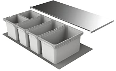 Naber Cox® Box 1T 1000-5, Avfallssamlare för Källsortering, ljusgrå