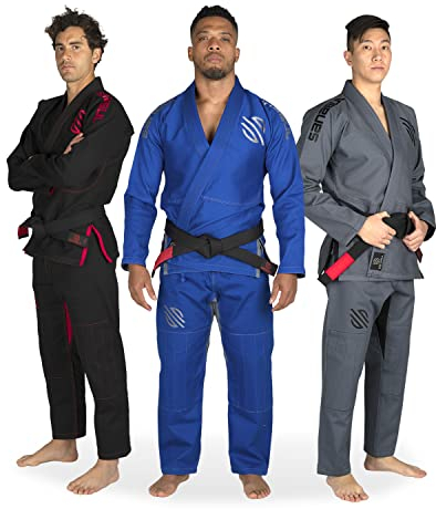 Sanabul Grundlagen V.2 Ultraleichtes vorgeschrumpftes BJJ Jiu Jitsu Gi (A4, Blau) Siehe Spezielle Größenanleitung