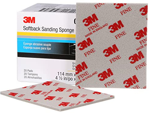 3M Softback Sanding Sponge, 02604, 4 1/2 in x 5 1/2 in (115mm x 140mm), Fine, 20 sponges per pack