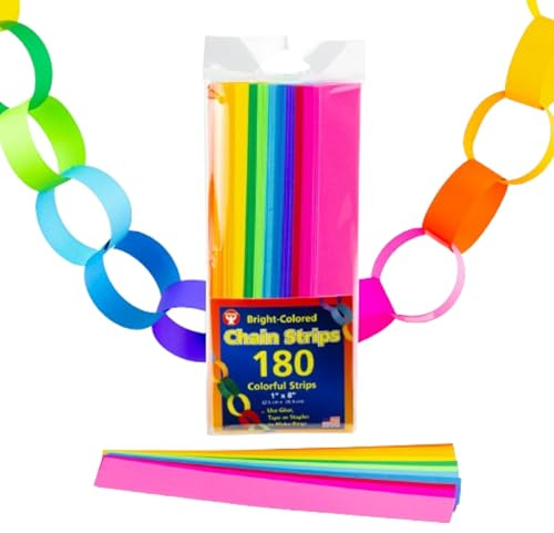 Mighty Bright Paper Chain Strips 1X8 180/Pkg-Assorted Colors