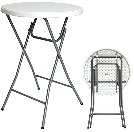 TRUTZHOLM Stehtisch klappbar Ø 80 cm wetterfeste Tischplatte Höhe 110 cm Stahlgestell pulverbeschichtet und rostfrei Tisch Bistrotisch Klapptisch in weiß wahlweise mit Husse (Stehtisch ohne Husse)