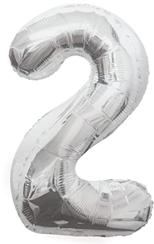 Unique Party Supplies 53822 Riesenzahl 2 Luftballon - 86 cm - Silber