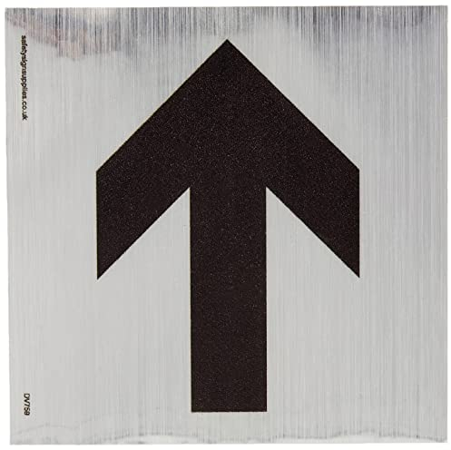 Viking Schilder DV759-S85-SV Pfeil nach links, Text in schwarz, silberner Vinyl-Aufkleber, 85 x 85 mm (H x B)