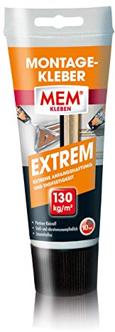 MEM Montage-Kleber Extrem, Pastöser Dispersionsklebstoff, Hohe Anfangshaftung und Endfestigkeit, Für verschiedene Untergründe, Lösemittelfrei, 250 g Tube, Weiß