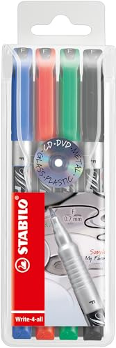 STABILO Permanent Marker Pen Write-4-all - Fine - Pack of 4 - Blue, Red, Green, Black