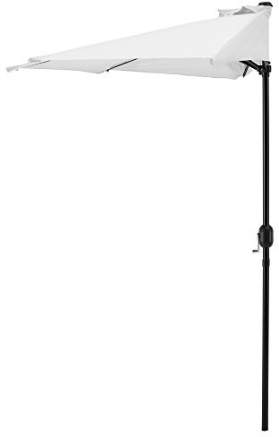 casa.pro Halbschirm Eger Ø300cm Halb-Sonnenschirm Balkonschirm Kurbelschirm Schirm Halbrund Stahl Polyester 160g/m² Weiß