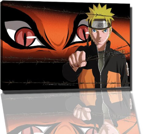Dark Naruto Manga Bild auf Leinwand - 100x70 cm fertig gerahmte Kunstdruckbilder als Wandbild - Billiger als Ölbild oder Gemälde - KEIN Poster oder Plakat