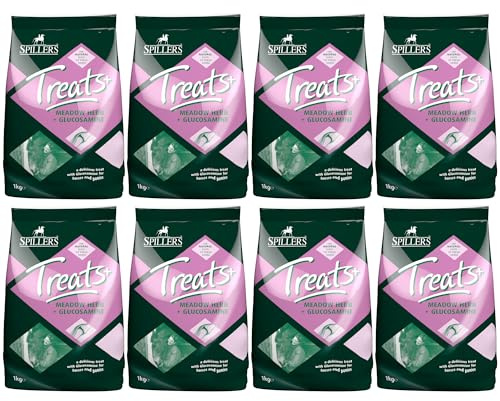 SPILLERS Meadow Herb & Glucosamine Horse Treats 1kg x 8 - Delicious Treat to Reward Horses and Ponies - Fresh Herbal Flavoured with Added Glucosamine for Joint Health