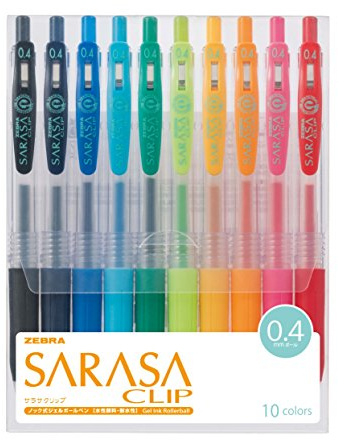 Zebra Sarasa JJS15-10CA Clip 0,4, 10 Farben