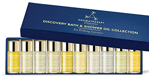 Aromatherapy Associates Discovery Collections - Set di olio da bagno e doccia in miniatura, 10 x 3 ml, formulazione naturale al 100% con infuso di olio per il corpo, trattamento per il corpo