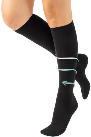 CALZITALY CALCETINES MEDICOS DE ALGODÓN | MEDIAS HASTA LA RODILLA A COMPRESIÓN GRADUADA FUERTE | 15-21mm/Hg | CALCETERÍA ITALIANA |
