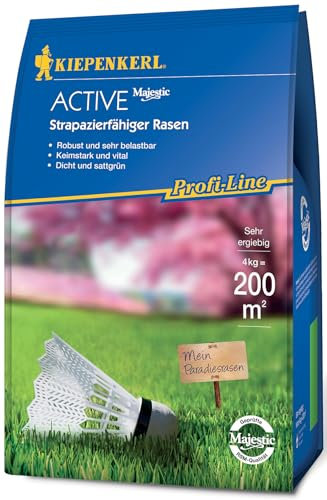 Kiepenkerl Profi-Line Active 661608 Gazon résistant, 4 kg, pour jeux et sports, germination rapide, tapis de gazon, robuste et résistant, idéal pour les pelouses sèches et ombragées