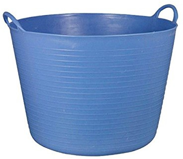 Tradineur - Capazo de plástico Flexible, Incluye Asas Resistentes, Cubo para Trabajos de Vendimia, Agricultura, jardín, Obra, Gran Durabilidad, 45 x 33 cm (Azul - 42 litros)