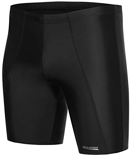Aqua Speed Bañador Largo para Hombre | bañador Jammer hasta la Rodilla | Resistente al Cloro | protección UV | Negro | L