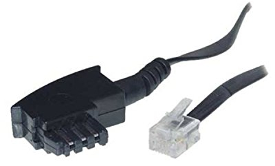 ecabo 20m Telefonkabel Siemens / Telekom – TAE-F Stecker auf RJ11-Stecker – Anschluss-Kabel – Westernstecker – 4adrig – Flachkabel – schwarz – für Telefon AB FAX Modem