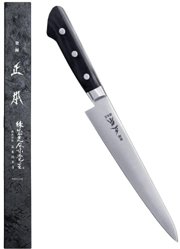 MASAMOTO VG Sujihiki - Coltello per affettare 24 cm, prodotto in Giappone, coltello professionale giapponese per carne, pesce e sashimi, lama affilata in acciaio inox giapponese affilato, manico in