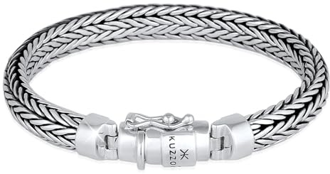 Kuzzoi Bracciale da uomo in argento massiccio Sterling 925, larghezza 7 mm, 335102, argento, cod. 335102-021