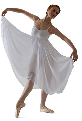 Capezio Costume da danza impero, elegante costume da ballo con body e gonna fluente in georgette, abito senza maniche da donna, ideale per danza lirica e balletto