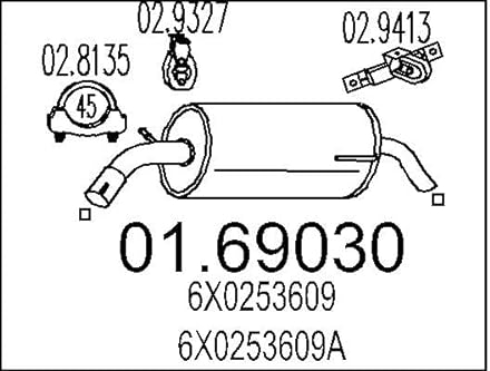 MTS 01.69030 Endschalldämpfer Endtopf 820mm 7,2kg