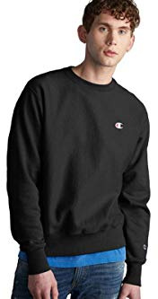 Champion Men's Crewneck, Reverse Weave, Heavyweight Fleece Sweatshirt, Black, M