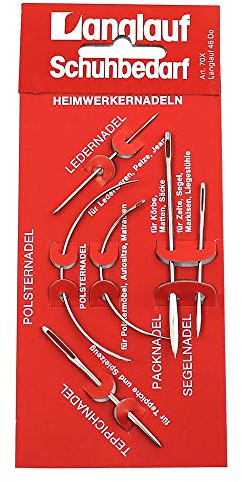 Nadelsortiment 6-teilig - Werkstatt, Haushalt, Hobby | Halbrundnadel - Ledernadel - Polsternadel - Segelnadel - Packnadel - Teppichnadel - Nadel für Zelte u. Planen