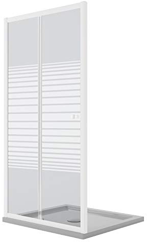 Idralite Puerta de Ducha 150 CM H185 Blanco Vidrio Serigrafado Mod. Blanc