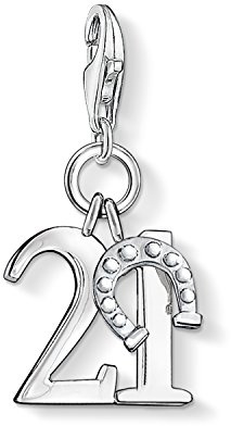 Thomas Sabo Women Charm Pendant Lucky Number 21 Charm Club 925 Sterling Silver 0460-001-12