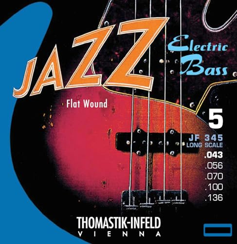 Thomastik-Infeld JF34100 Bass Guitar Strings: Jazz Flat Wounds Nickel Flat Wound; Round Steel Core - Single E String