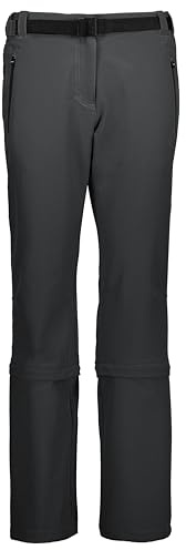 CMP - Pantaloni Zip off Elasticizzati da Donna, Antracite, 54