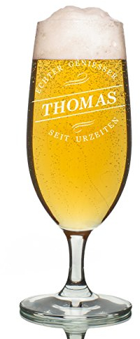 polar-effekt Leonardo Pilstulpe 0,3 Liter mit personalisierter Gravur - Bierglas mit Namen - für Pils, Kölsch und Craft-Bier - das Geschenk für Männer