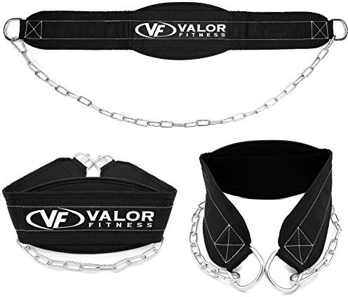 Valor Fitness Dip Belt – Heavy-Duty Weight Lifting Belt with Chain for Weighted Dips, Pull-Ups, Squats & Core Exercises, Black, One Size Fits All