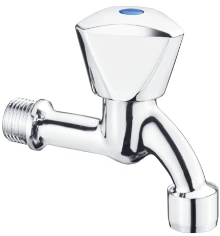 Schläfer 431010 | Rubinetto Singolo Acqua Fredda 1/2 con Aeratore M22 Anticalcare per Lavanderia o Cucina Rubinetto Lavabo in Ottone Cromato, Rubinetto da Giardino, Rubinetto Esterno.