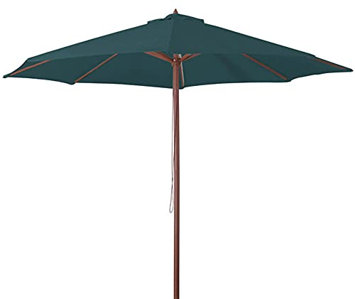 VERDELOOK Ombrellone in Legno a carrucola, 3x3 m, Verde Scuro, per arredo Esterni Giardino