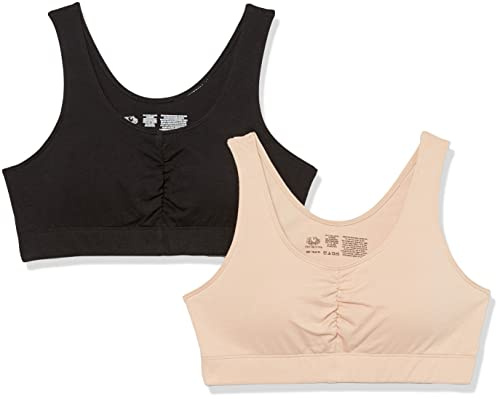 Fruit of the Loom Women's Sport Bra with Cookies , Sand/Black, 38(Pack of 2)
