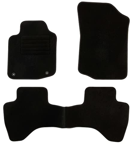DBS - Tapis de Sol Voiture - sur Mesure - Adapté à Votre Peugeot 107 / Citroen C1 / Toyota AYGO (09/2010-12/2014) Antidérapant : Clips de Fixation et Autogrip - 3 pièces : Protection du Pont arrière