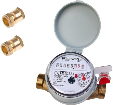Single-Jet Cold Water Meter 3/4 BSP (20mm) with Copper Pipe Fittings