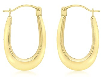 CARISSIMA Women's 9ct Yellow Gold Oval Creole Earrings